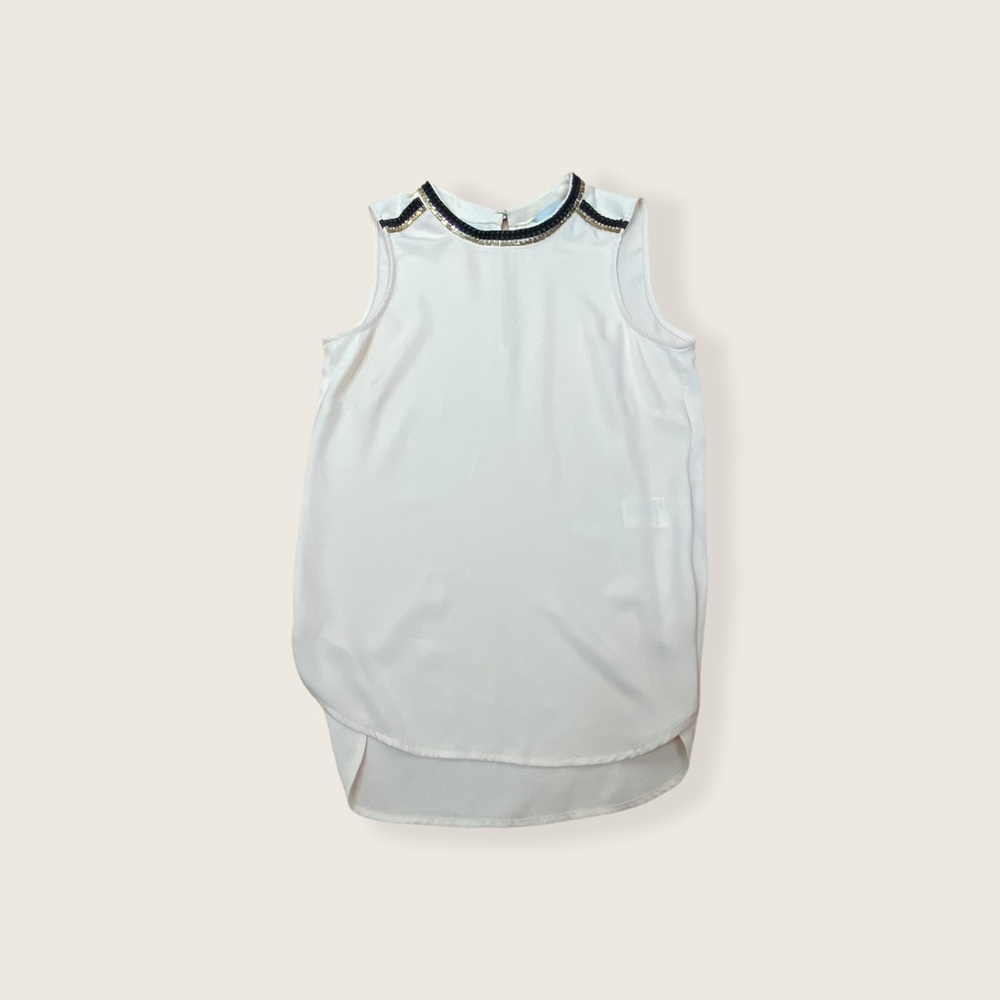 3/$30 H&M Minimalist Leather Jewel Chiffon Blouse